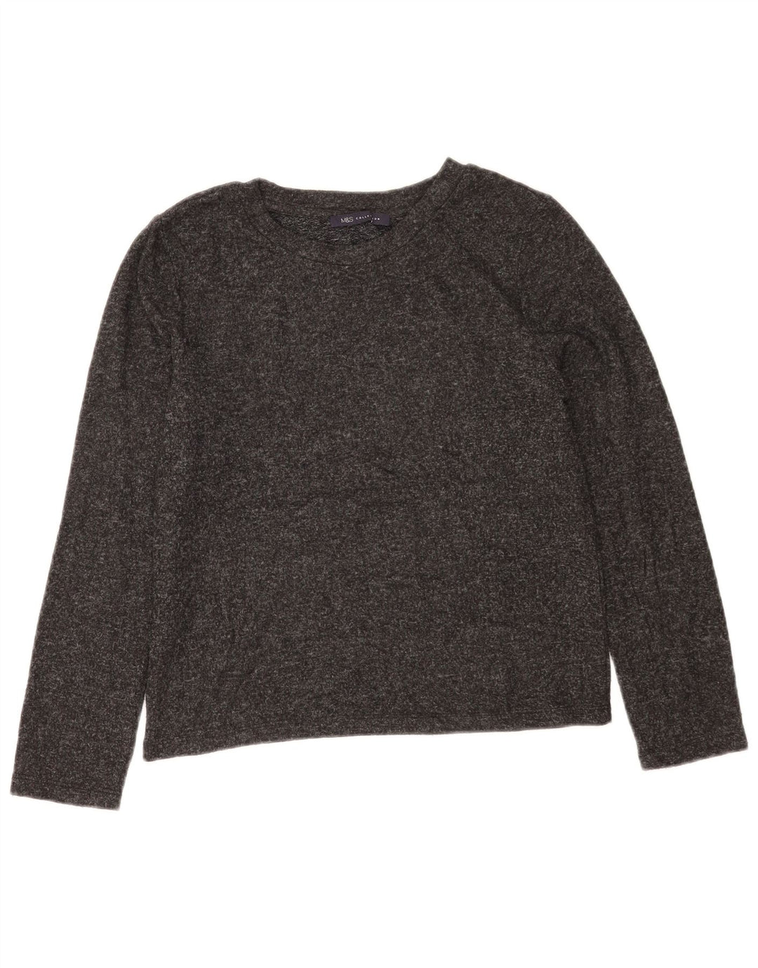 Top feminino Marks & Spencer manga comprida UK 12 poliéster cinza médio