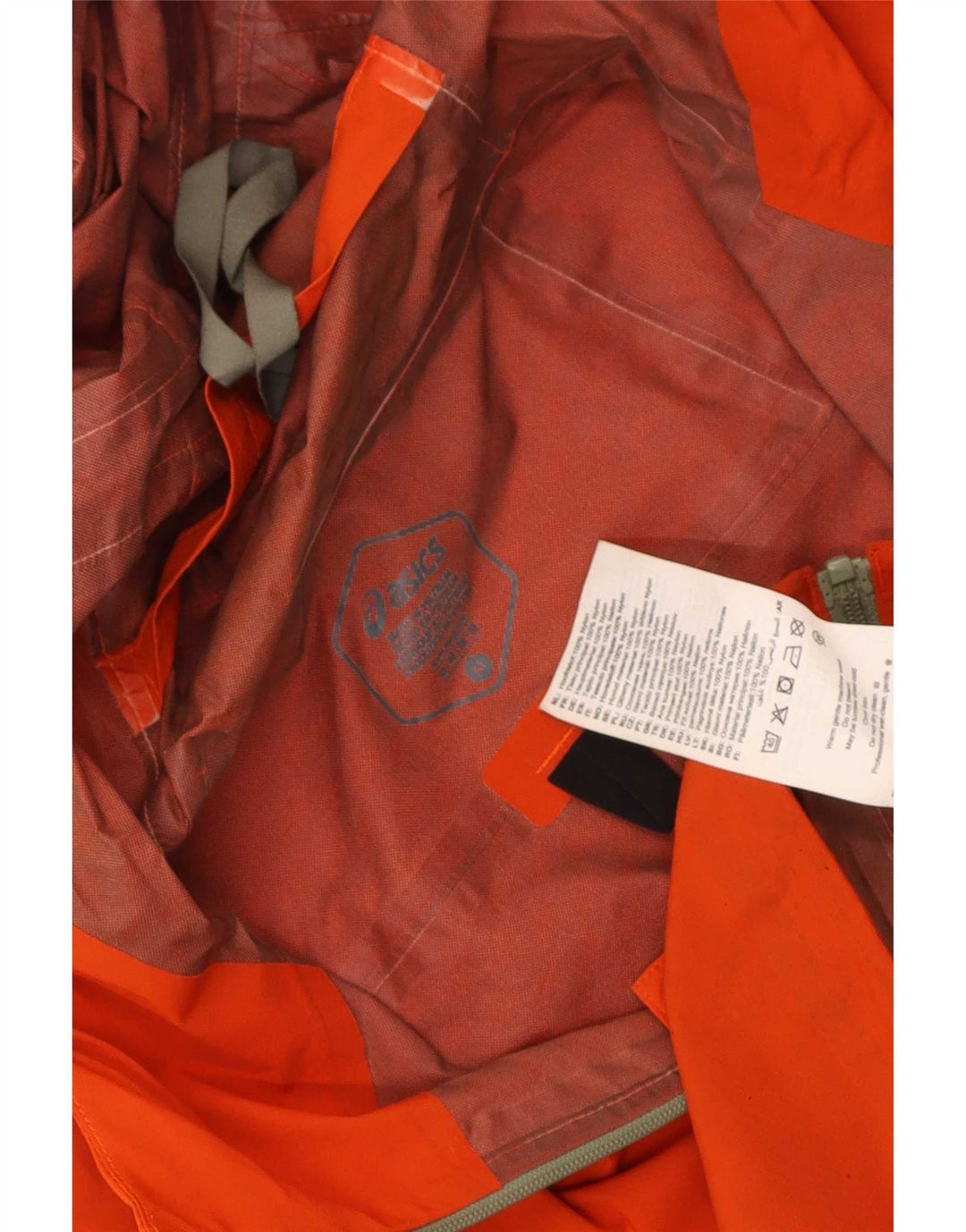 Jaqueta de chuva masculina Asics com capuz UK 38 médio laranja nylon
