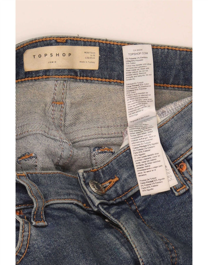 Topshop feminino Jamie Skinny Jeans W30 L32 azul poliéster