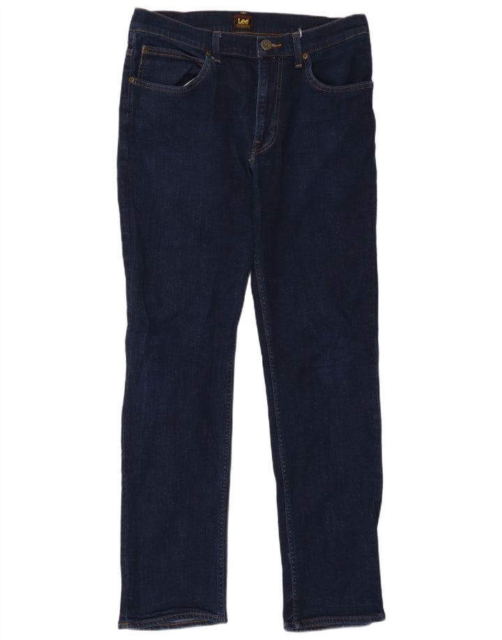 Lee Womens Brooklyn Straight Jeans W33 L29 Azul Marinho Algodão