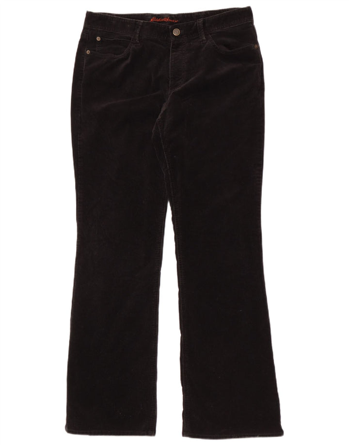 Calça feminina de veludo cotelê Eddie Bauer US 8 médio W30 L31 preta