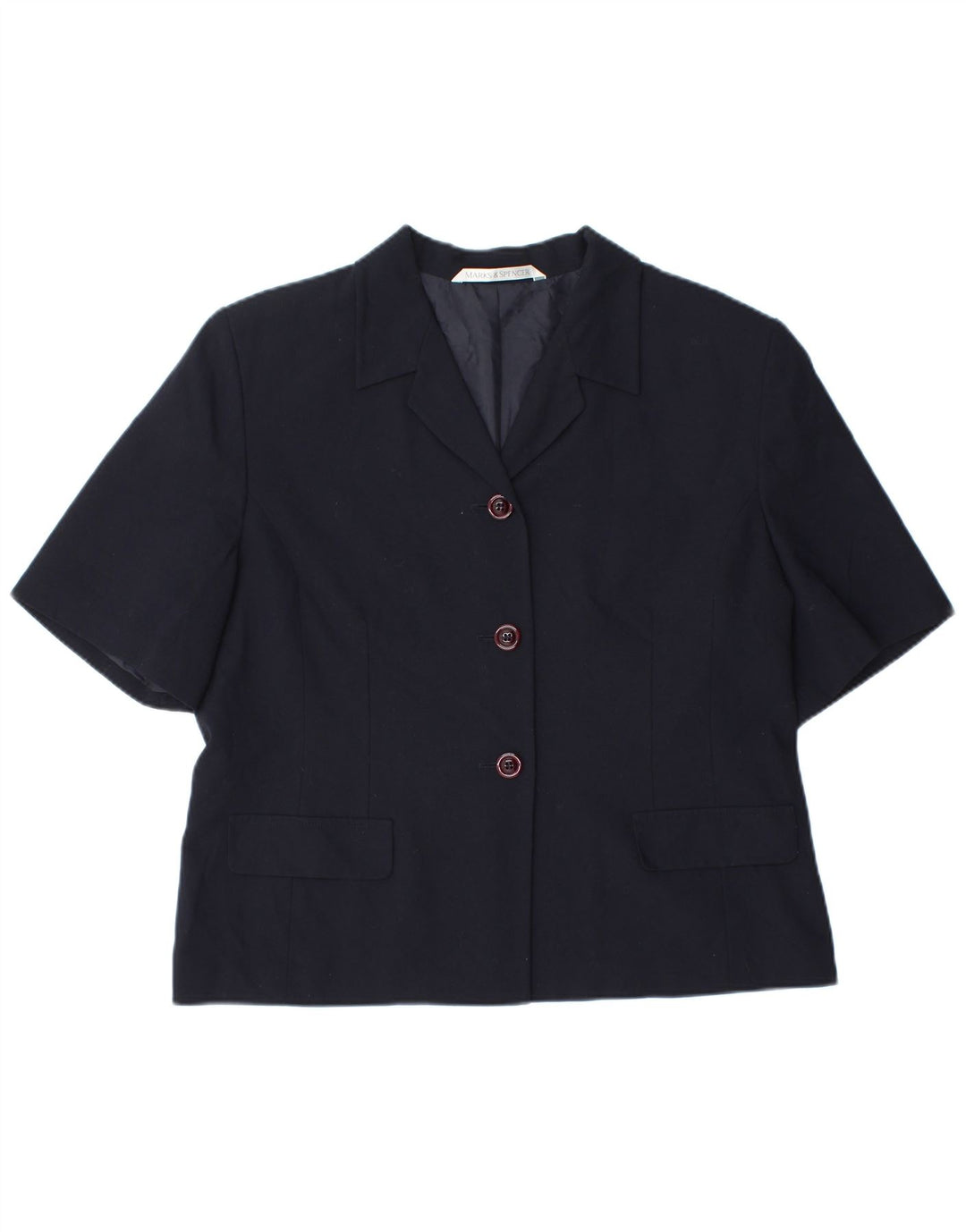 Jaqueta blazer feminina de manga curta Marks & Spencer UK 18 XL azul marinho