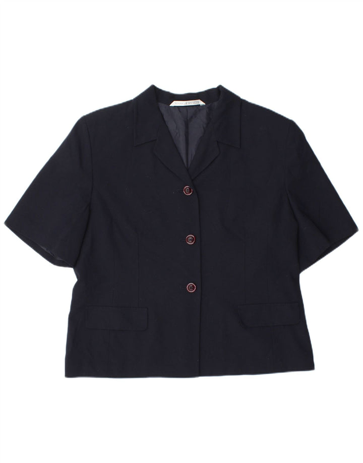 Jaqueta blazer feminina de manga curta Marks & Spencer UK 18 XL azul marinho