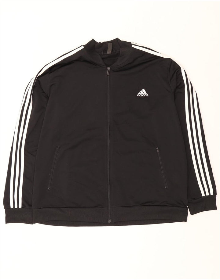 Adidas Womens Tracksuit Top Jacket UK 24/26 2XL Preto Poliéster