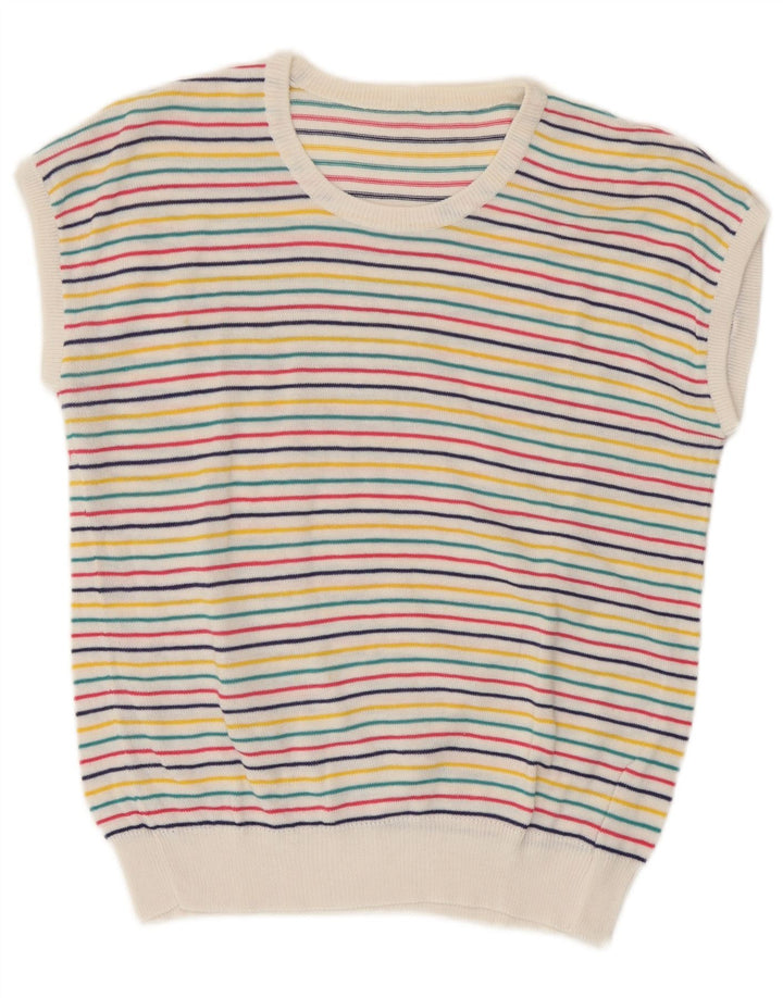 Regata feminina vintage UK 10 pequena listrada multicolorida