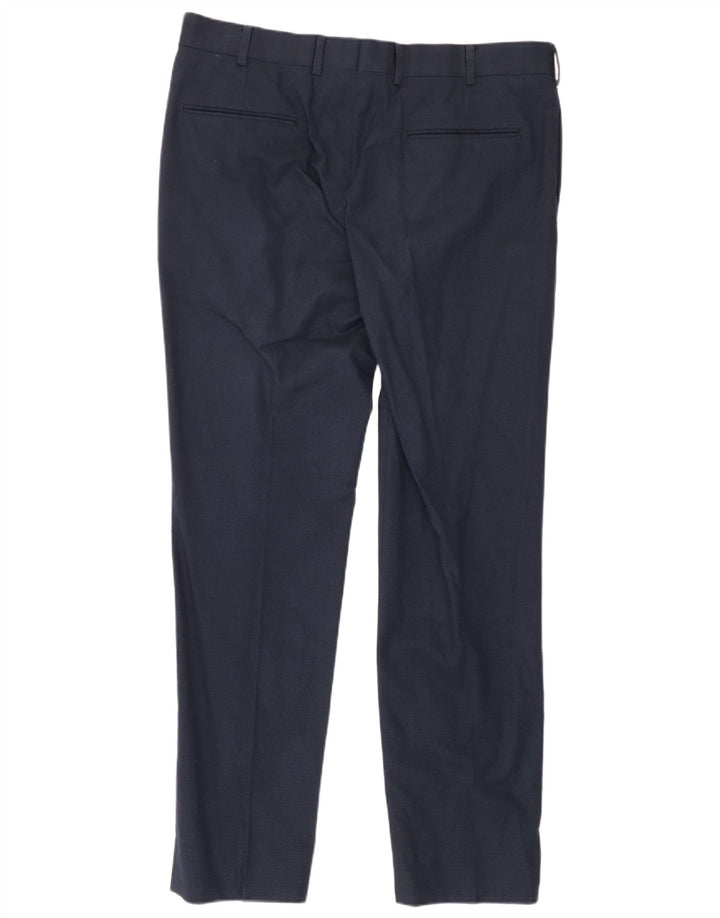 Calça masculina Marks & Spencer Slim Suit W36 L31 algodão azul marinho