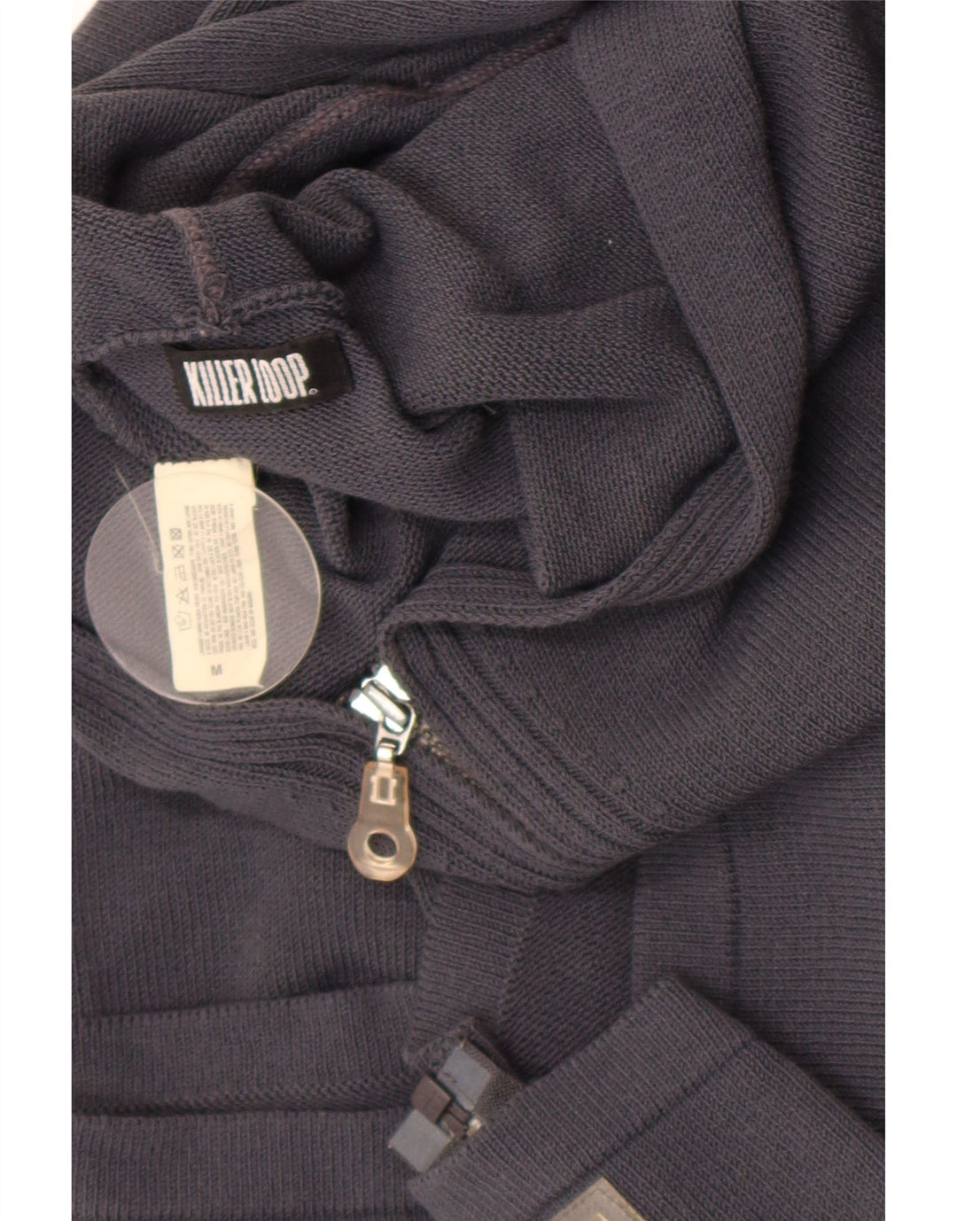 Suéter cardigã feminino com capuz Killer Loop UK 12 azul marinho médio