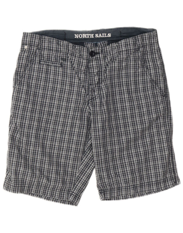 North Sails Mens Chino Shorts IT 46 Small W32  Navy Blue Check Cotton