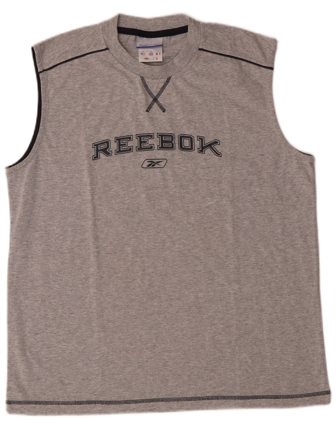 Reebok Mens Graphic Vest Top XS Algodão Cinza