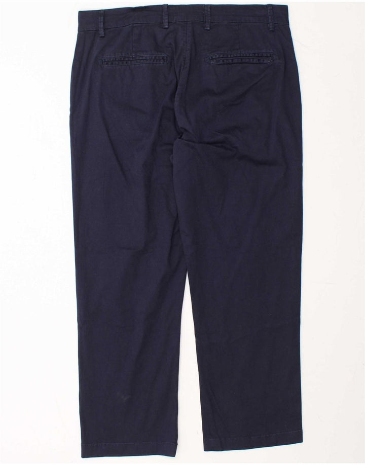 Calça feminina recortada reta REPLAY W28 L25 algodão azul marinho