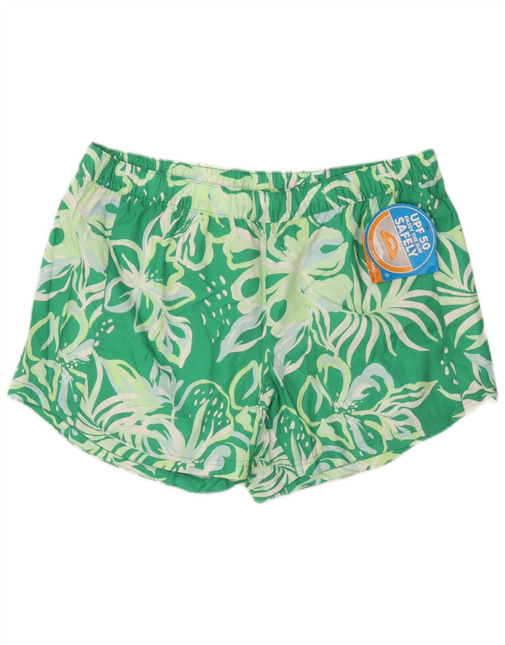 Shorts de natação masculinos Columbia grande poliéster floral verde