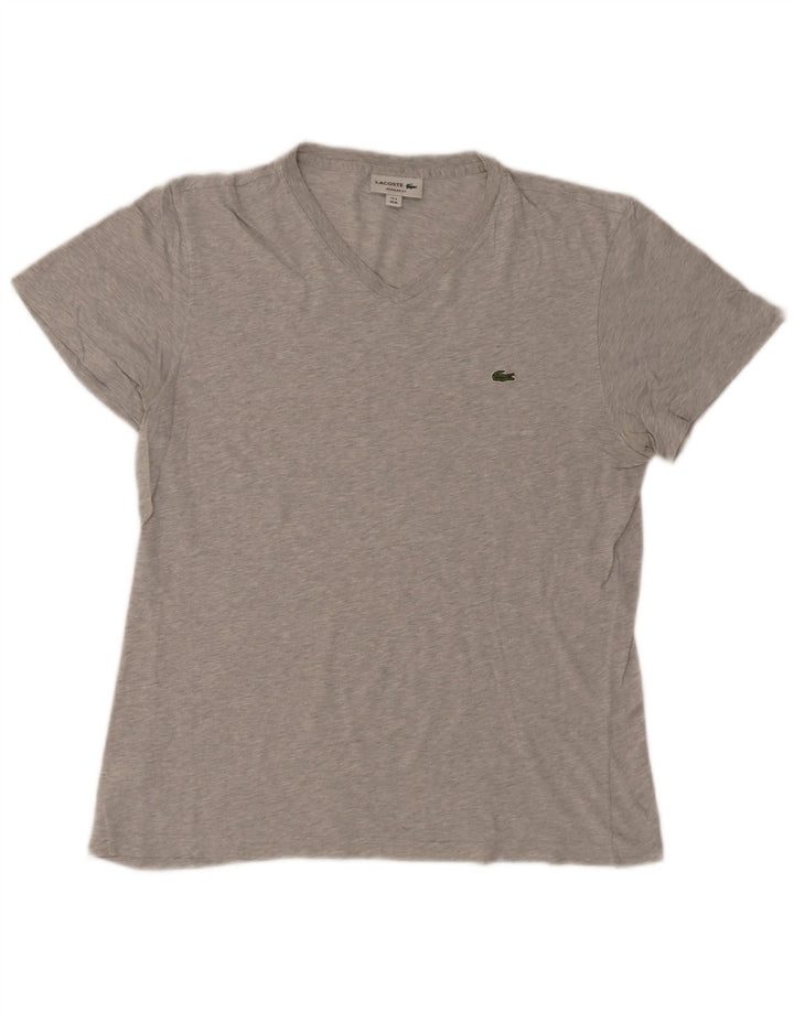 Camiseta masculina Lacoste Regular Fit tamanho superior 4 algodão cinza médio