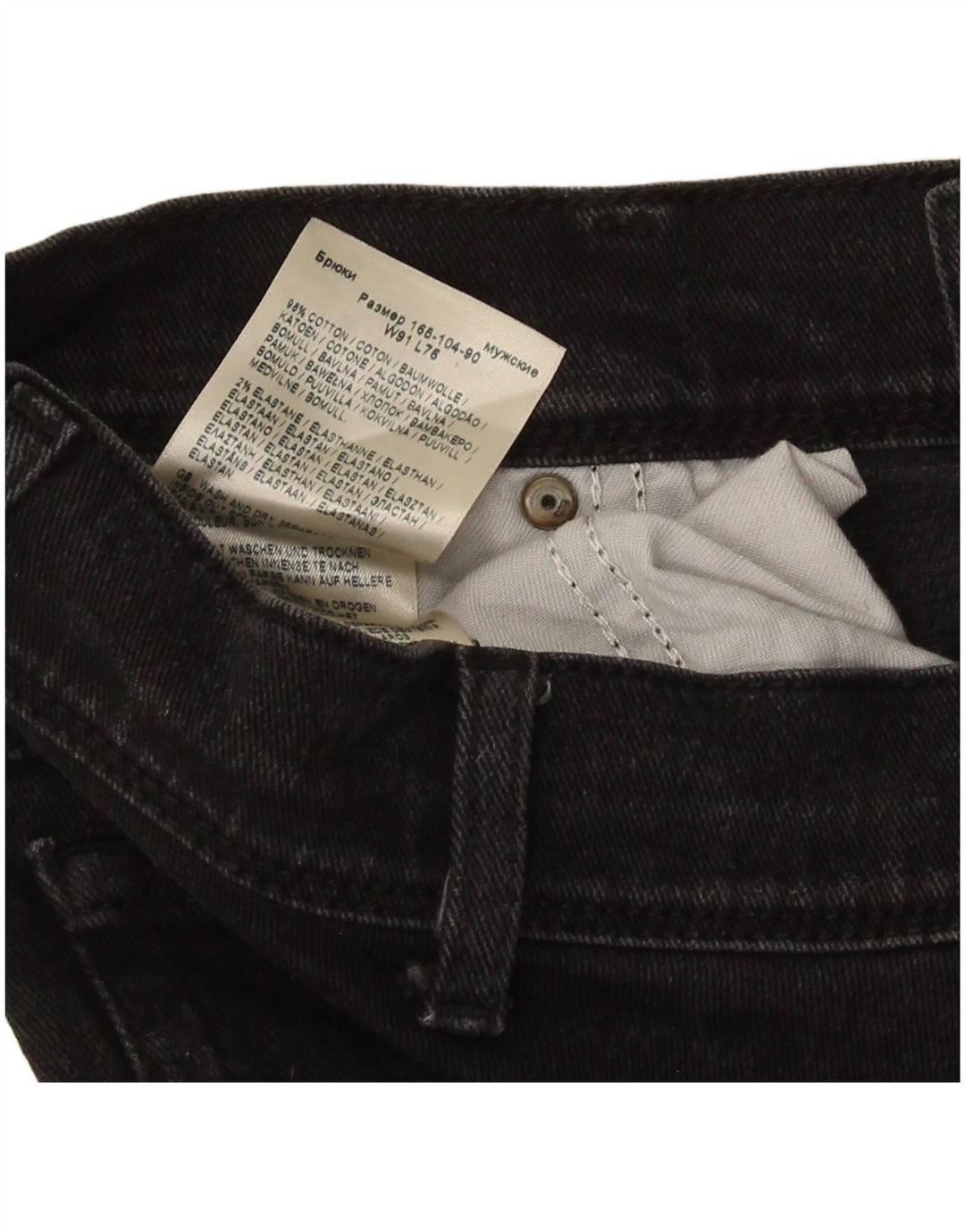 Wrangler Mens Regular Fit Straight Jeans W36 L30 Algodão Preto
