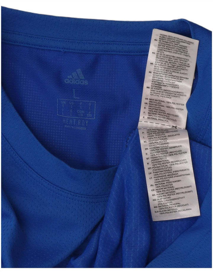 Adidas Mens Graphic Camiseta Top Grande Azul Poliéster