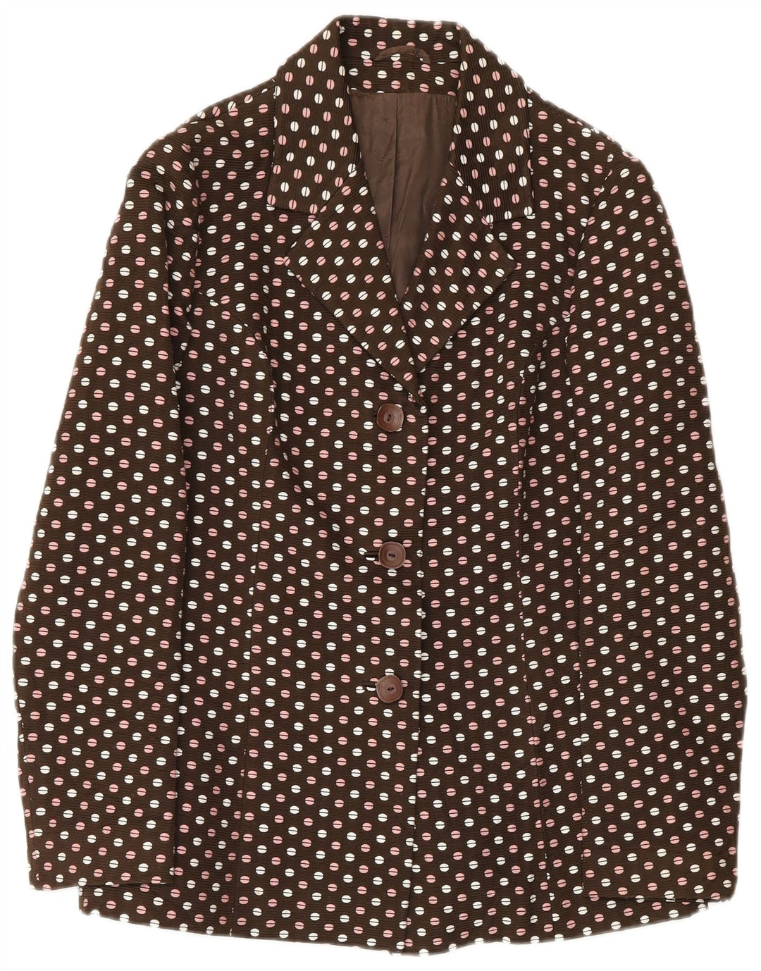 Conjunto feminino vintage de 3 botões e 2 peças IT 48 XL marrom bolinhas