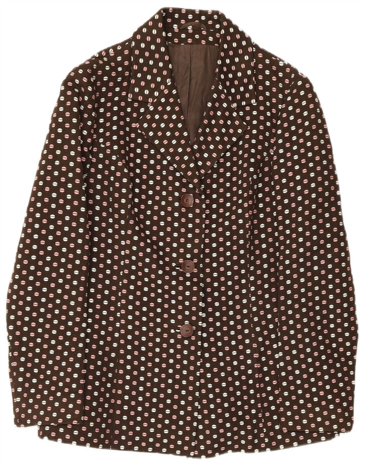 Conjunto feminino vintage de 3 botões e 2 peças IT 48 XL marrom bolinhas