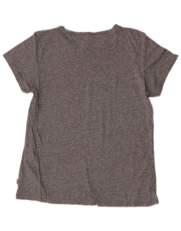 Camiseta feminina gráfica Levi's UK 14 algodão manchado cinza médio