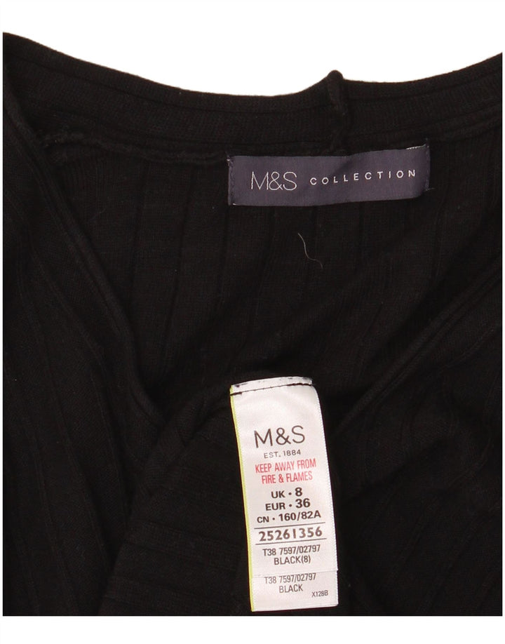 Suéter feminino Marks & Spencer com decote em V Reino Unido 8 pequeno preto viscose