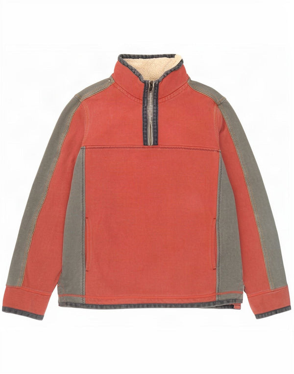 Fat Face Masculino The Airlie Zip Neck Moletom Jumper Médio Vermelho Colorblock