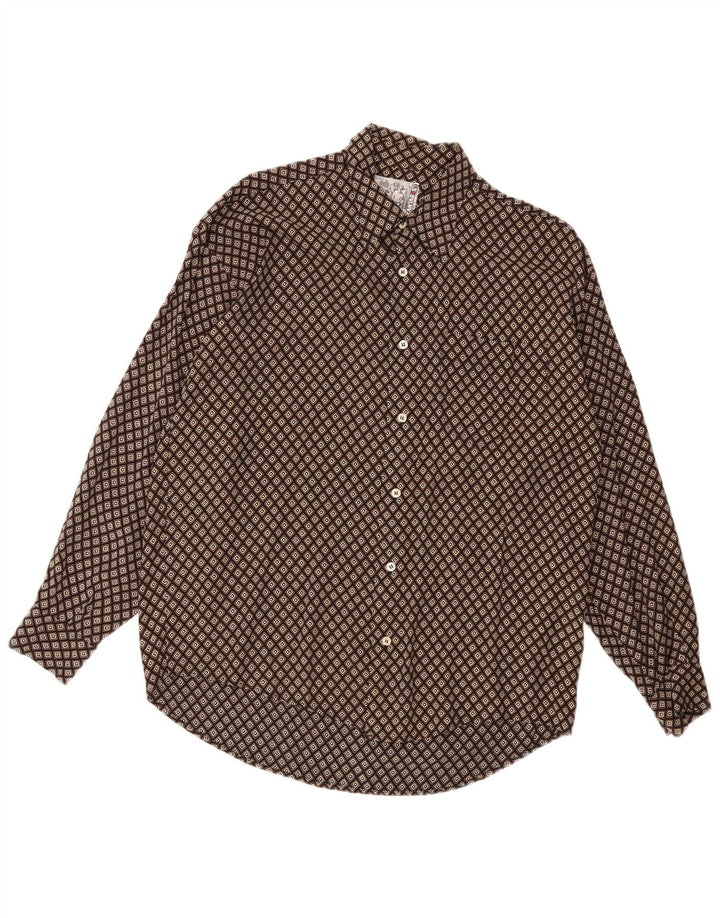 Camisa masculina Kantaros média marrom geométrica