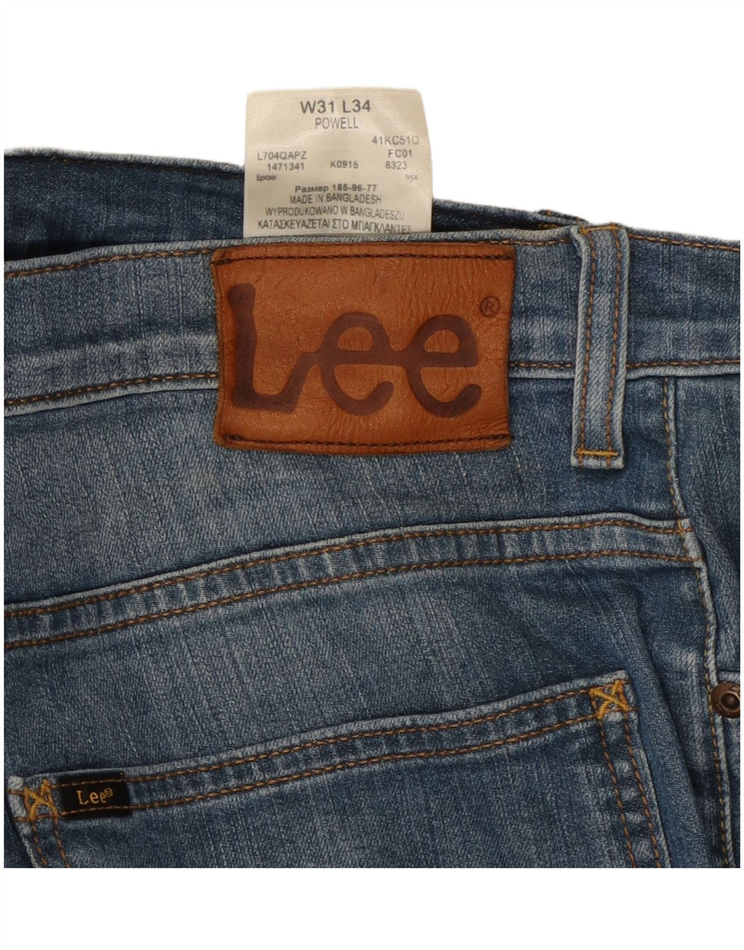 LEE Masculino Powell Straight Jeans W31 L30 Azul Algodão
