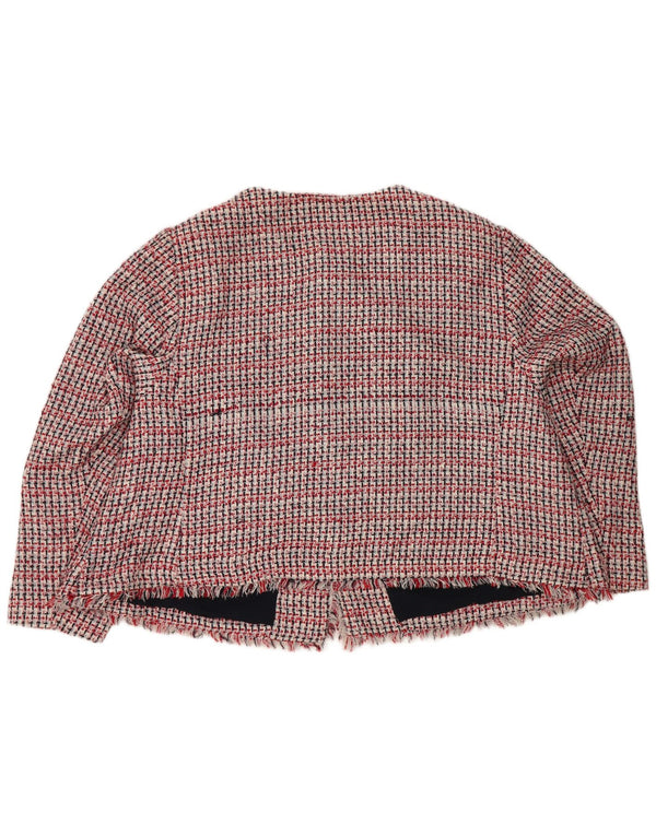 Jaqueta blazer feminina de 3 botões Marks & Spencer Reino Unido 30 6XL poliéster xadrez vermelho