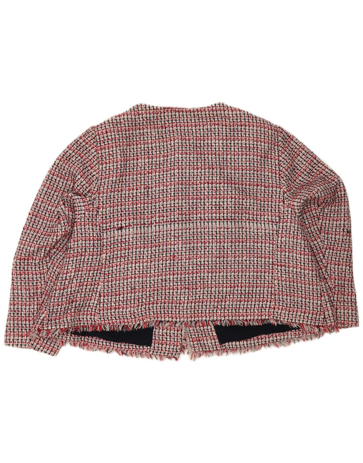 Jaqueta blazer feminina de 3 botões Marks & Spencer Reino Unido 30 6XL poliéster xadrez vermelho