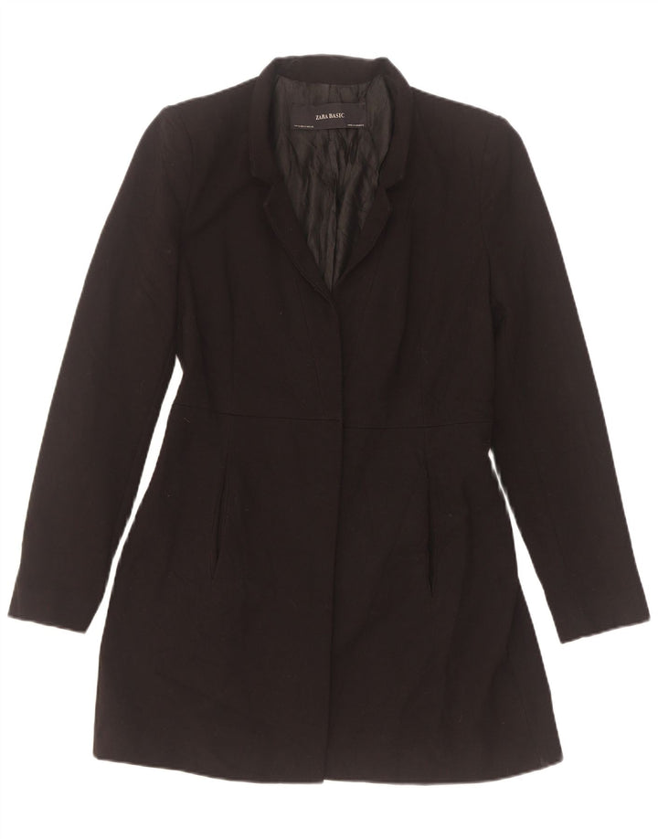 Zara Womens Longline Blazer Jacket Reino Unido 10 Pequeno Preto
