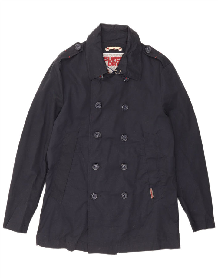 Superdry Mens Pea Coat UK 40 Grande Algodão Azul Marinho