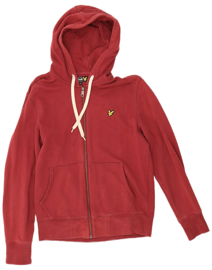 Lyle & Scott Suéter masculino com capuz e zíper médio algodão vermelho