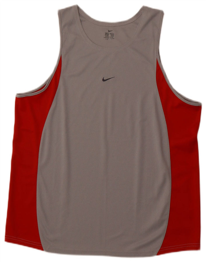 NIKE Masculino Dri Fit Vest Top UK 42/44 Grande Cinza Colourblock Poliéster