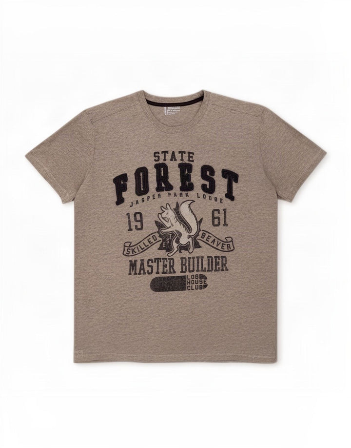 Camiseta gráfica masculina Benetton Top grande algodão manchado cinza