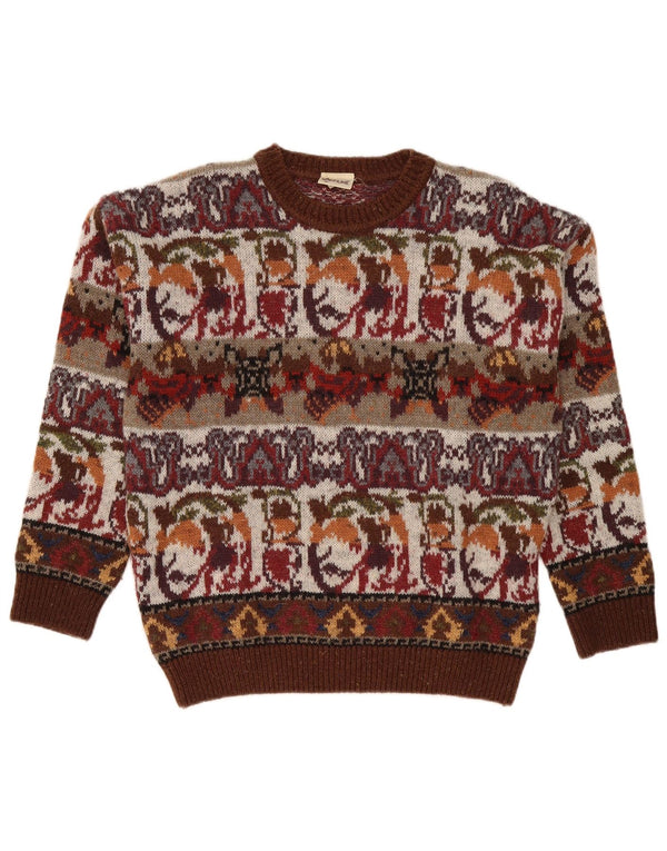 Suéter masculino Fiume com gola redonda IT 50 Médio Borgonha Fair Isle Acrílico