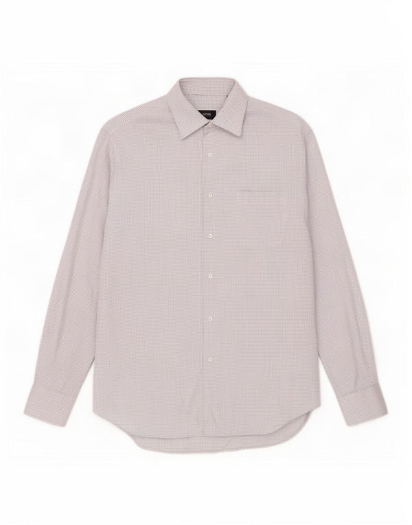 Camisa masculina Hugo Boss tamanho 41 15 algodão xadrez azul médio