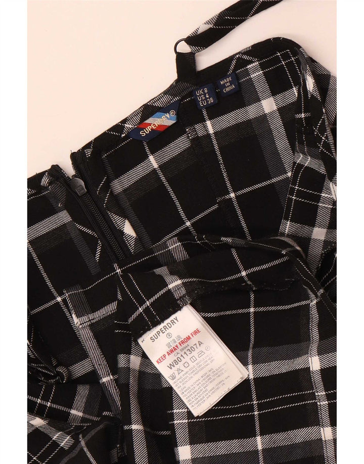 Vestido avental feminino Superdry UK 8 poliéster xadrez preto pequeno