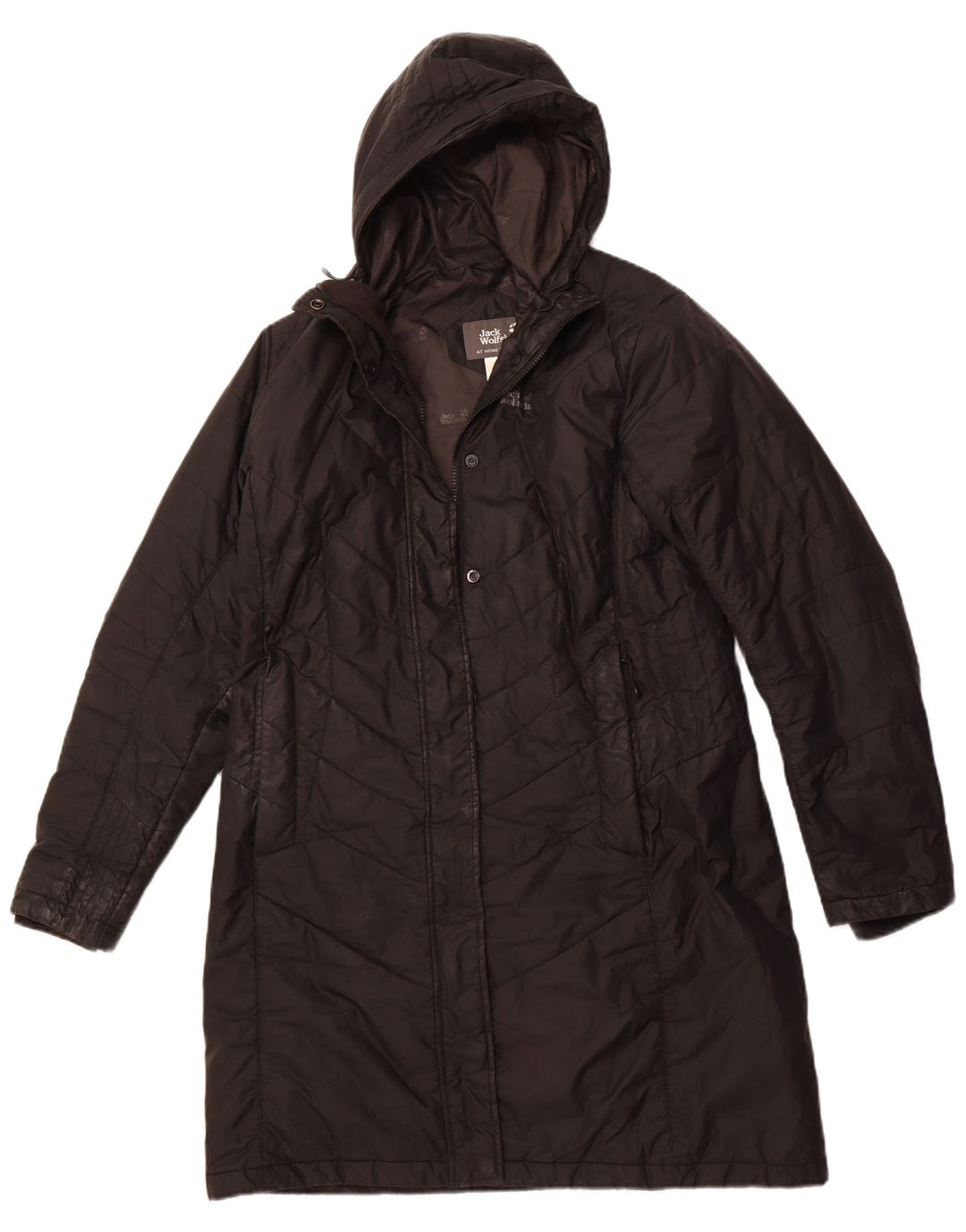 Casaco acolchoado com capuz feminino JACK WOLFSKIN Reino Unido 16 grande poliéster preto