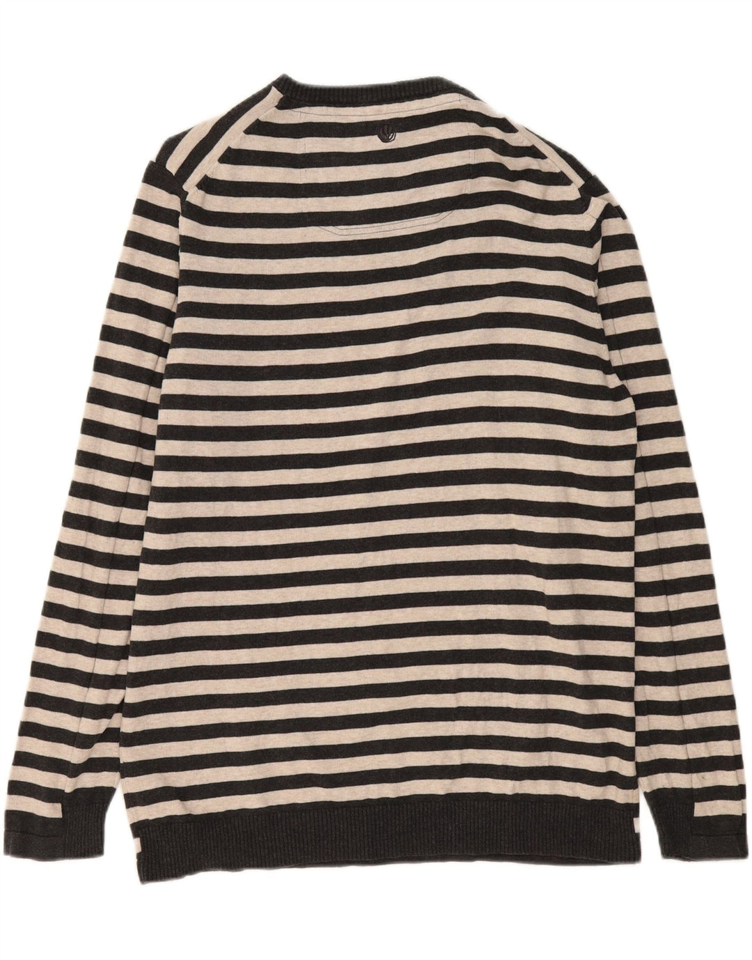 Suéter masculino FAT FACE com gola redonda e algodão listrado cinza XL