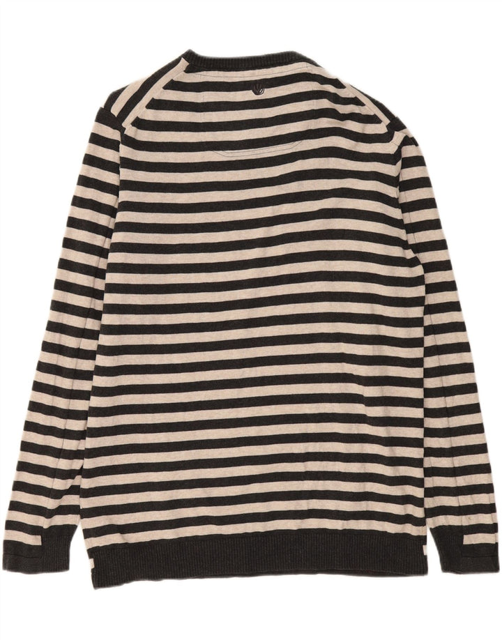 Suéter masculino FAT FACE com gola redonda e algodão listrado cinza XL