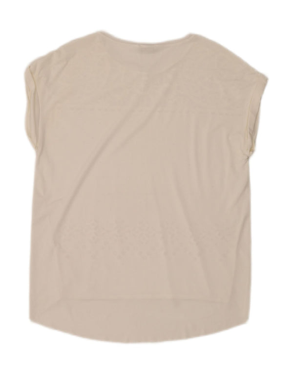 Blusa feminina Zara UK 14 médio branco floral