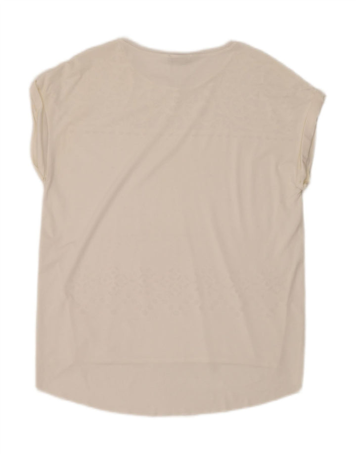 Blusa feminina Zara UK 14 médio branco floral