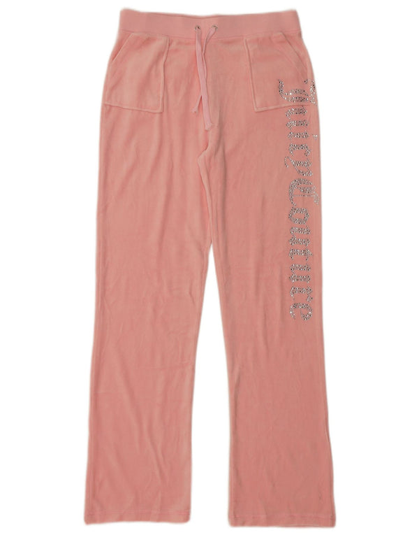 Juicy Couture Calça esportiva feminina de veludo gráfico UK 20 2XL rosa