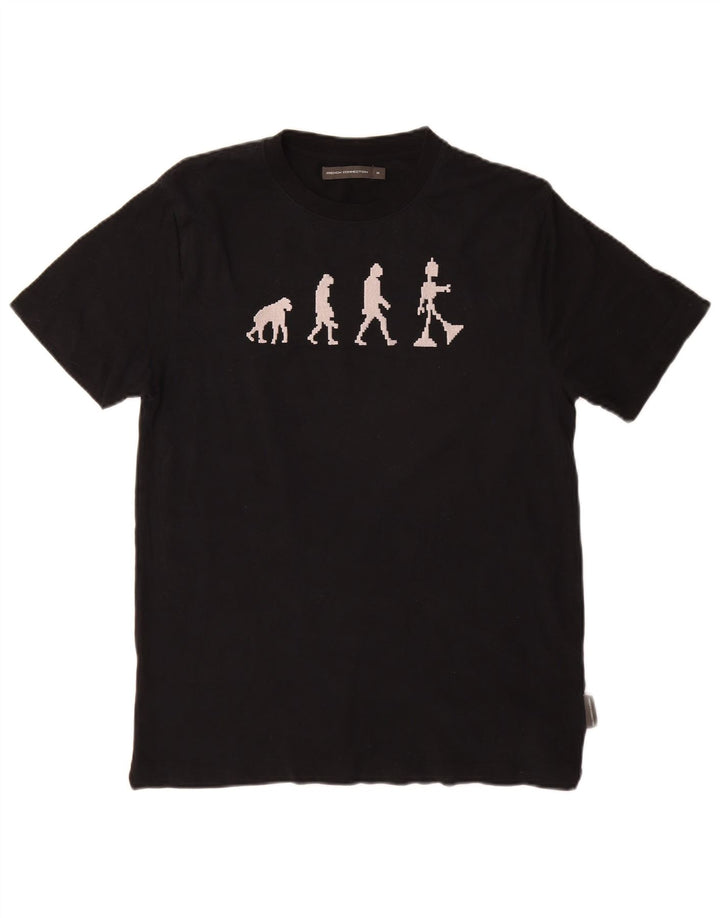 Camiseta feminina com estampa French Connection UK 14 algodão preto médio