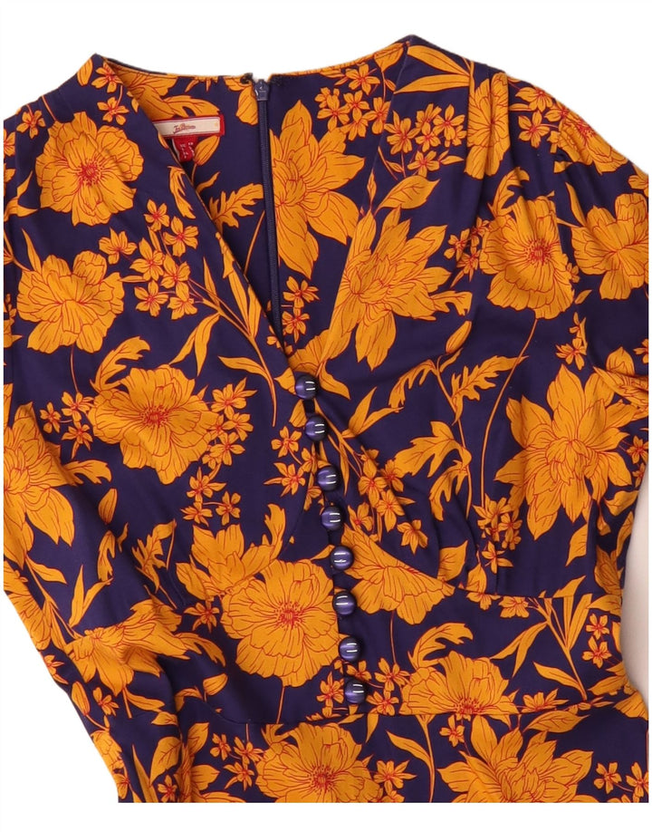 Vestido feminino JOE BROWNS evasê Reino Unido 10 algodão floral azul pequeno