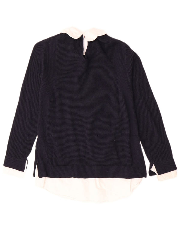 Suéter feminino Ted Baker com gola polo tamanho 1 XS azul marinho colorblock