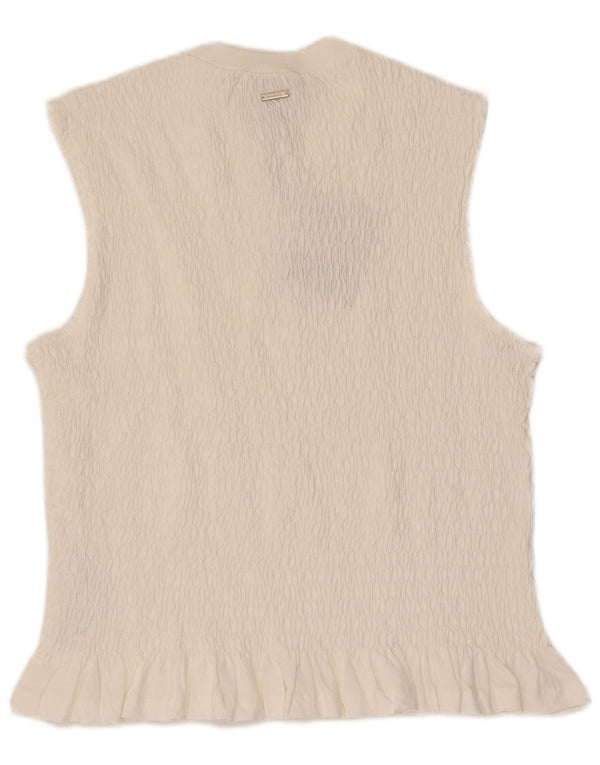 Blusa feminina sem mangas All Saints UK 16 grande algodão branco