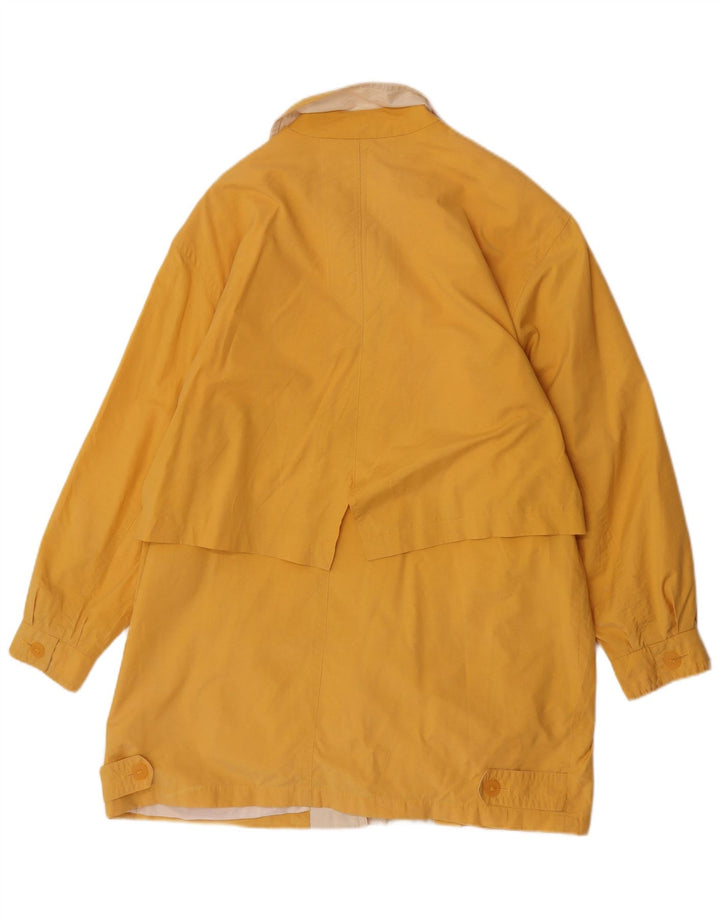 Trench coat feminino vintage de grandes dimensões Reino Unido 14 grande algodão amarelo