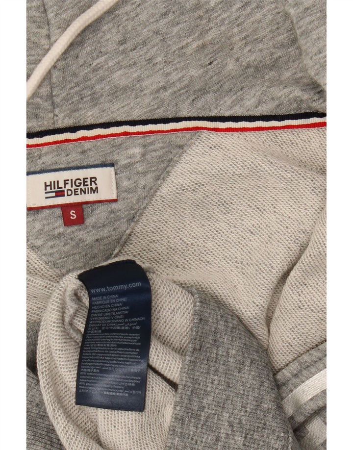 Suéter feminino TOMMY HILFIGER com capuz e zíper grande Reino Unido 10 pequeno cinza