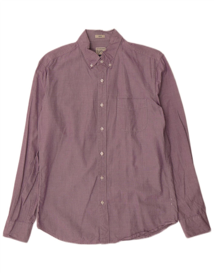 J. CREW Camisa masculina slim de algodão roxo médio