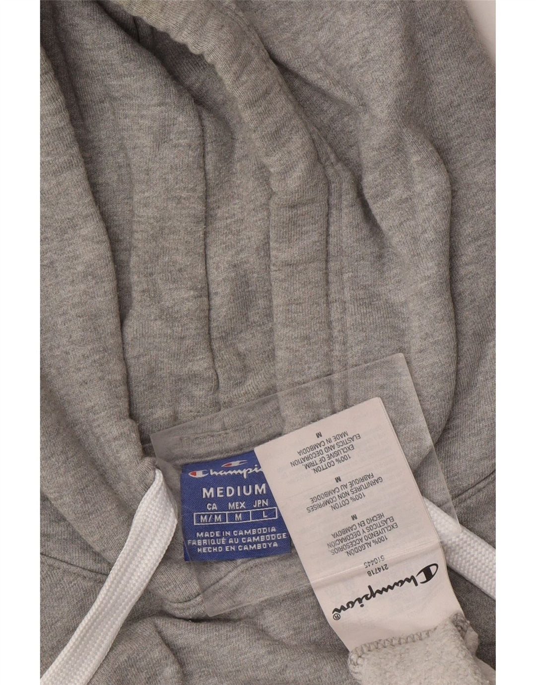 CHAMPION Womens Graphic Hoodie Jumper UK 14 Medium Grey Cotton Vintage Champion and Second-Hand Champion from Messina Hembry 