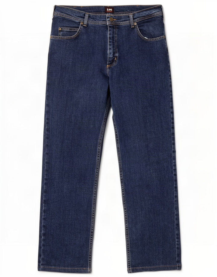 Lee Mens Brooklyn Straight Jeans W34 L30 Azul Marinho Algodão